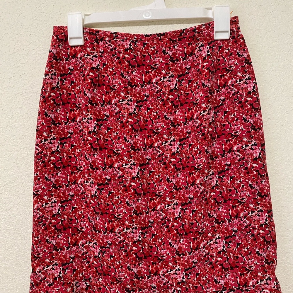 Vintage 35th & 10th Red Pencil Midi Skirt for Casual Resort Wear
